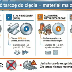 Rodzaje tarcz do cięcia: korundowe do stali, INOX do nierdzewki, do metali kolorowych, diamentowe do betonu. Dobierz właściwą!