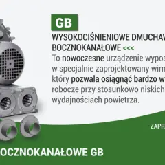 Nowoczesne dmuchawy przemysłowe GB-2200 zapewniają wysokie ciśnienie robocze.