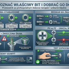 Przewodnik po rodzajach śrubokrętów: Phillips, Pozidriv, Torx, sześciokąt. Jak dobrać bit do śruby, by uniknąć błędów i uszkodzeń.