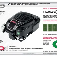 Silnik Briggs & Stratton 950E Series, 223cc, z technologią OHV i systemem ReadyStart. Idealny do kosiarek, zapewnia moc i wydajność.
