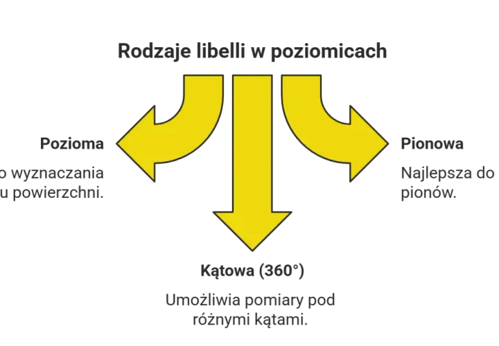 Rodzaje libelli w poziomicach: pozioma, pionowa i kątowa. Dowiedz się, co to poziomica i jak jej używać.