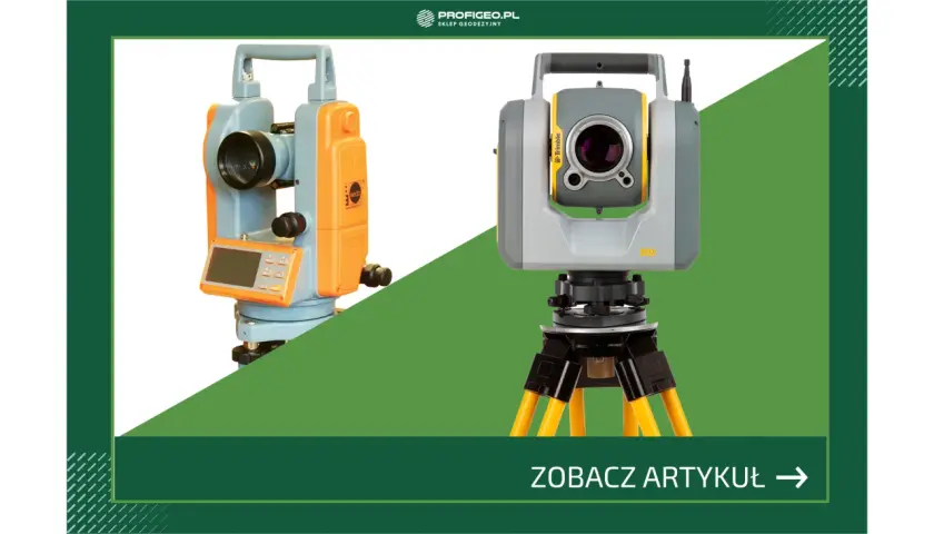 Dwa nowoczesne przyrządy geodezyjne: tachimetr i stacja totalna, gotowe do precyzyjnych pomiarów.