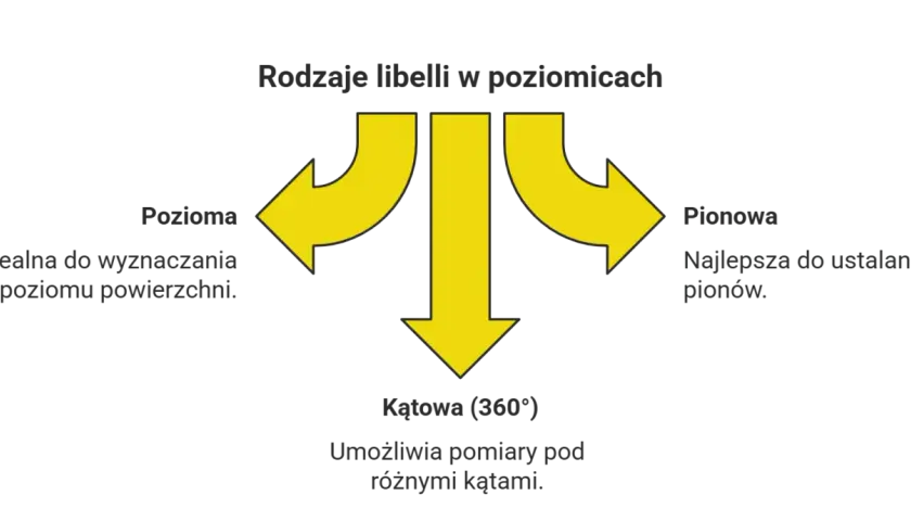 Rodzaje libelli w poziomicach: pozioma, pionowa i kątowa. Dowiedz się, co to poziomica i jak jej używać.
