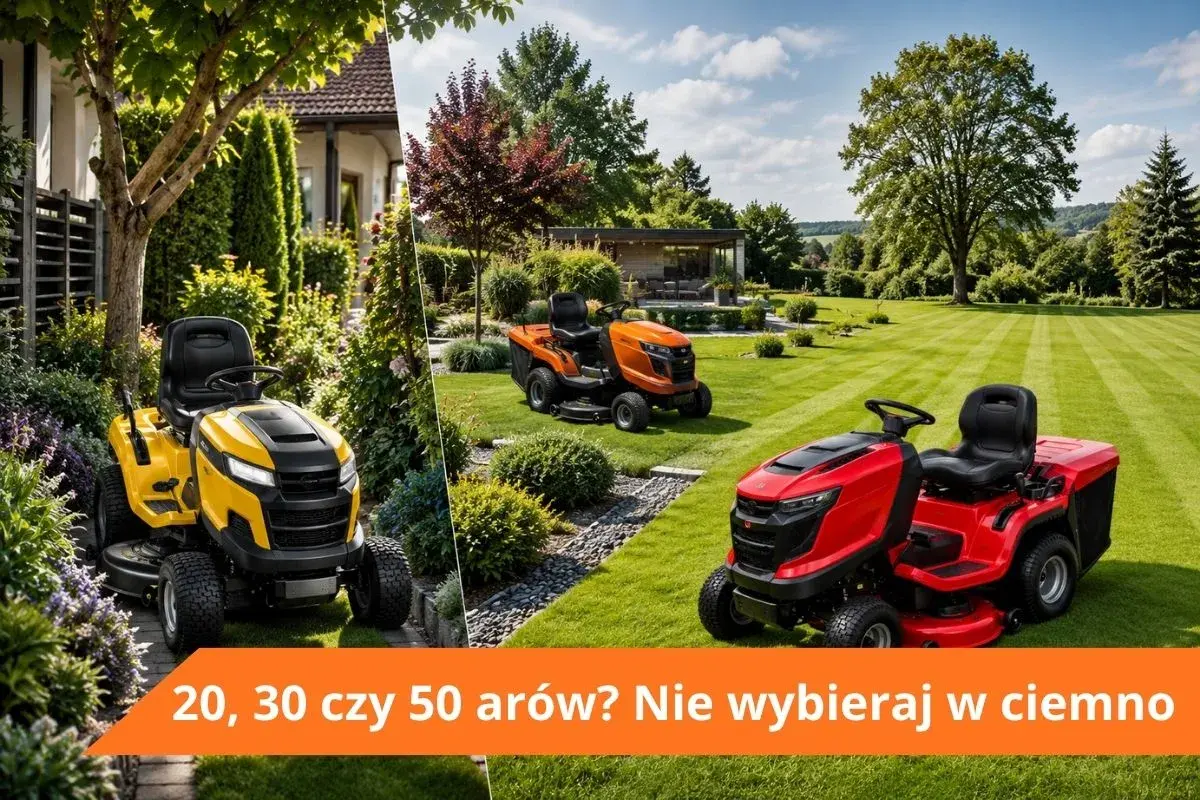 Jaki traktorek na 50 arów? Żółty, pomarańczowy czy czerwony? Wybierz idealny do swojego ogrodu.