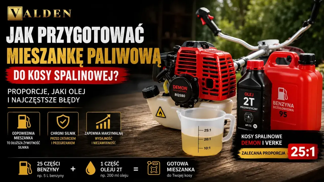 Jak przygotować mieszankę do kosy spalinowej? Dowiedz się, jaki olej do kosy spalinowej wybrać i jakie proporcje stosować, by zapewnić silnikowi długą żywotność.