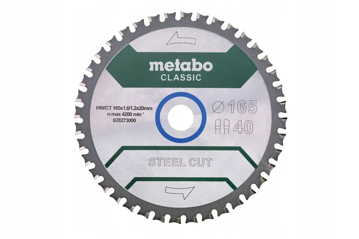 Tarcza Metabo Classic 165mm, 40 zębów, idealna do cięcia paneli podłogowych.